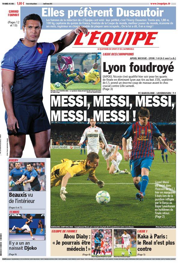 L'Equipe edition du 8 mars 2012