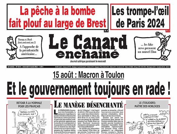 Le Canard Enchaîné du 14 Août FRENCH PDF 2024